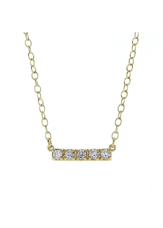 crystal necklaces for women -FIVE DIAMOND SIGNIFICANCE BAR NECKLACE