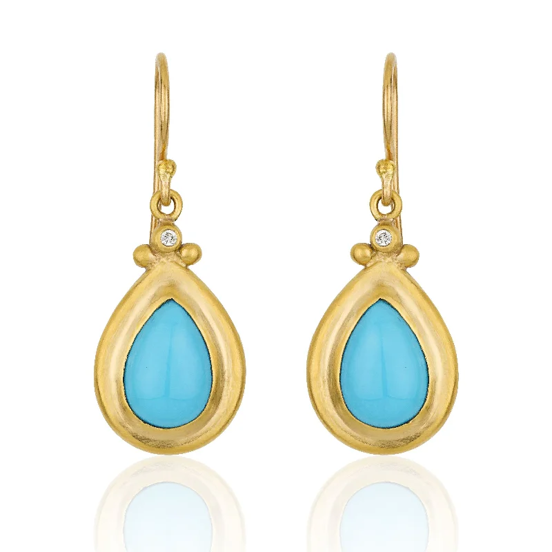 sparkly hoop earrings for women -Lika Behar 24k Gold "Didyma" Sleeping Beauty Turquoise Drop Earrings DI-E-103-GDTQ