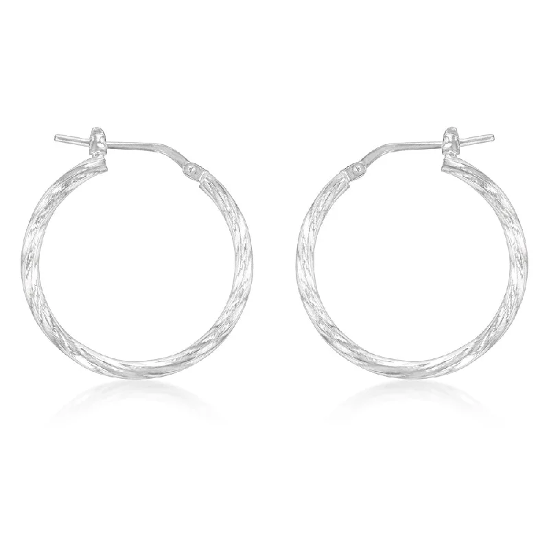 ruby earrings for women -Sterling Silver Twisted 20mm Hoop Earrings