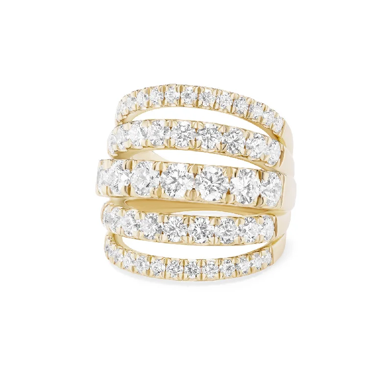 bold rings for women -CLARA FIVE ROW RING