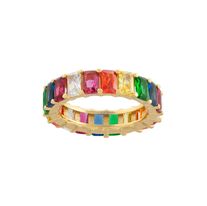 wedding band rings for women -Multi Color Baguette Ring