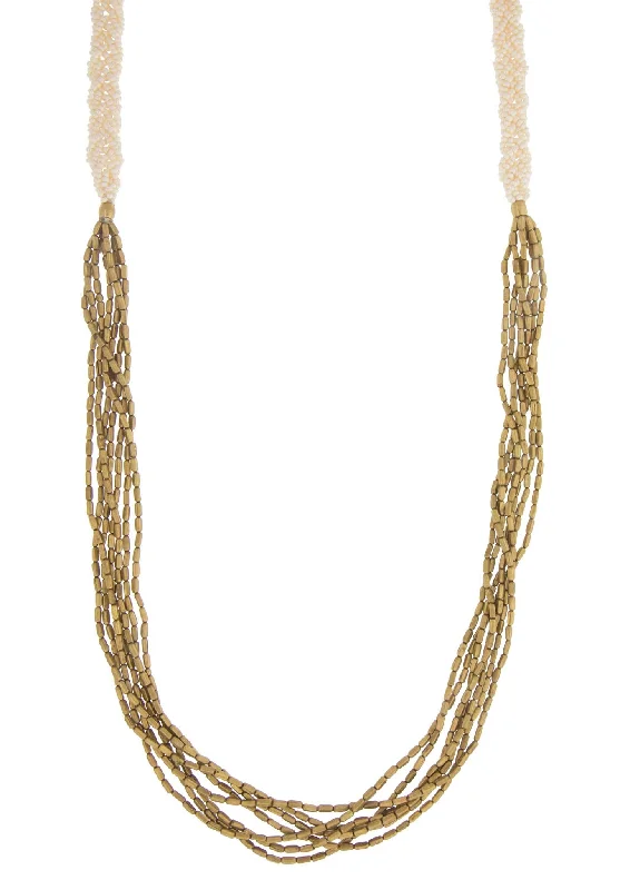 geometric necklaces for women -<br>Hema Herringbone<br> Cream