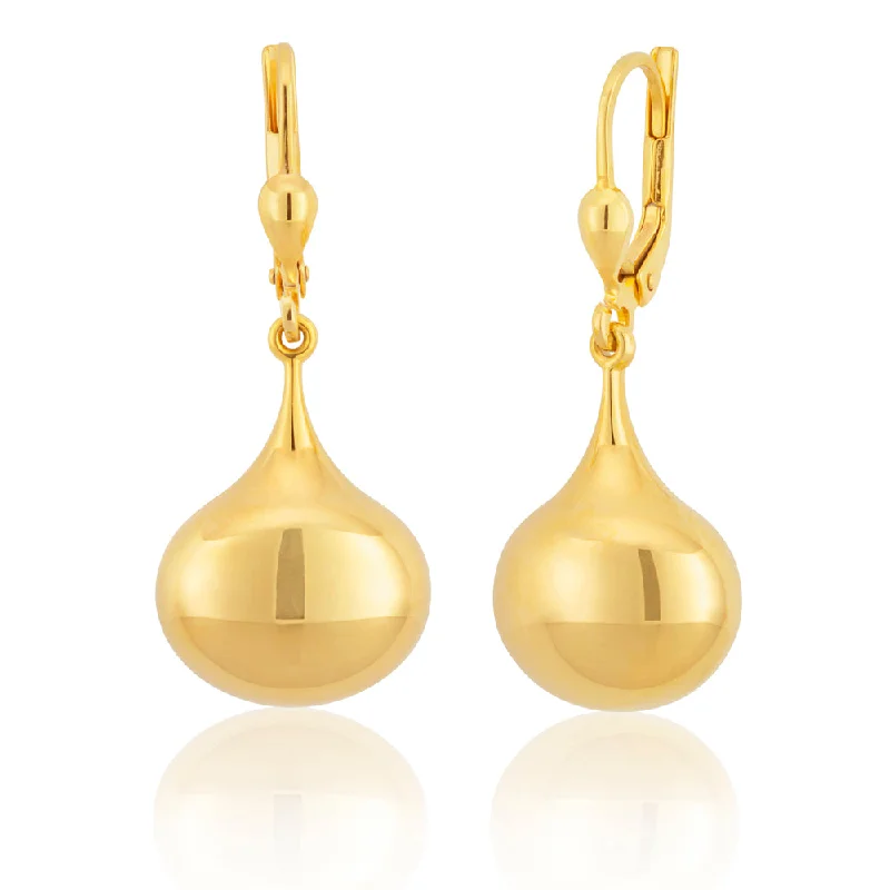 chandelier earrings for women -9ct Yellow Gold Filled Plain Ball Drop Leverback Earrings