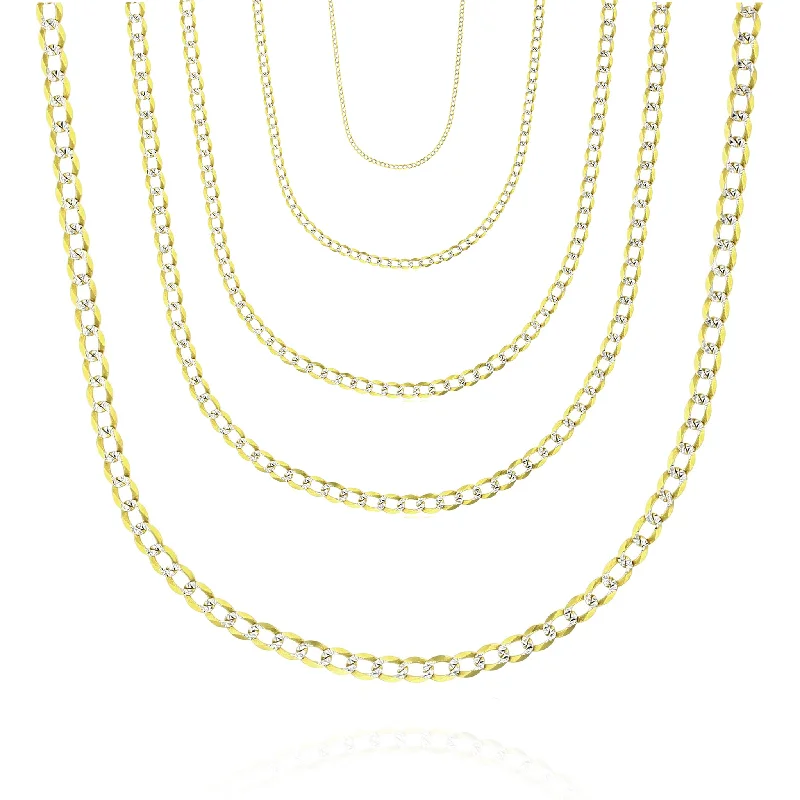 handcrafted silver necklaces for women -Solid Two-Tone Curb/Italian-Cuban Link Chain (18K)