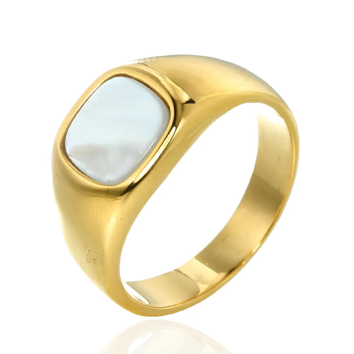 adjustable gemstone rings for women -Streetwear Square Stainless Steel Inlay Artificial Gemstones 18K Gold Plated Unisex Rings