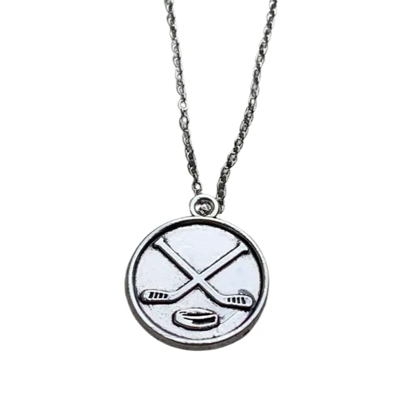 silver necklaces for women -Ice Hockey Round Stick Necklace