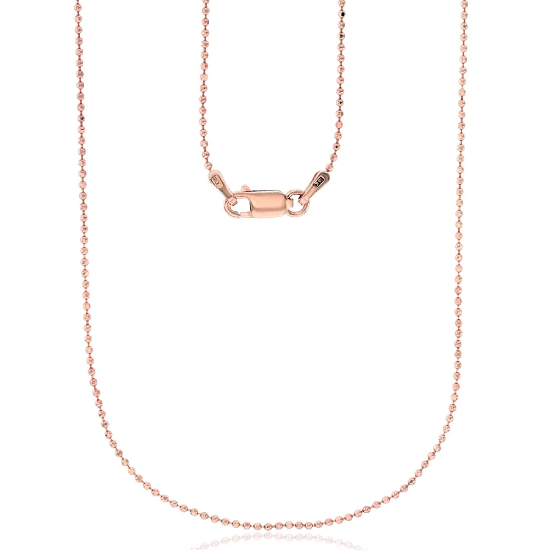 engraved necklaces for women -Rose Gold Bead Diamond Cut Ball Chain (14K)