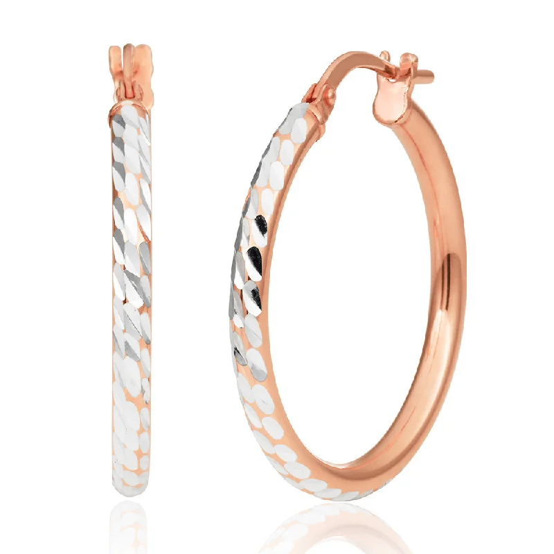 luxury earrings for women -9ct Rose Gold Silver Filled 20mm Fancy Hoop Earrings