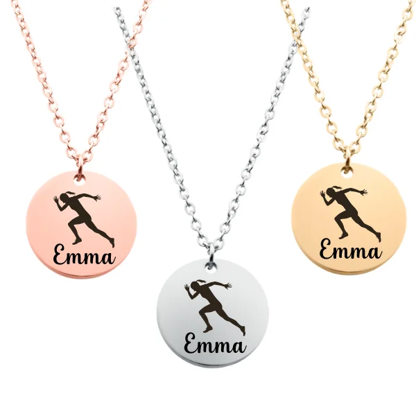 pearl necklaces for women -Engraved Running Necklace