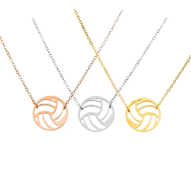 flower-shaped necklaces for women -Dainty Volleyball Stainless Steel Necklace