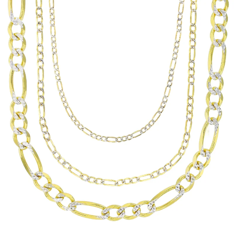 ruby necklaces for women -[Solid] Two-Tone Figaro Chain (14K)