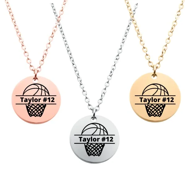 custom-made necklaces for women -Engraved Basketball Necklace