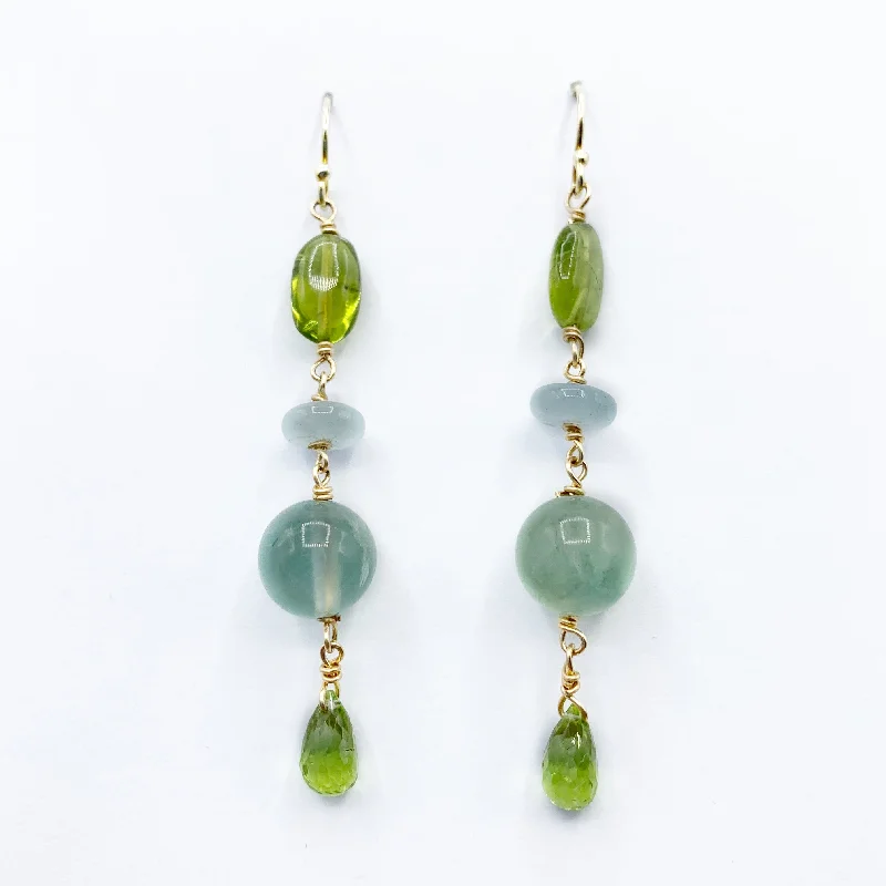 enamel earrings for women -Springy Blues and Greens