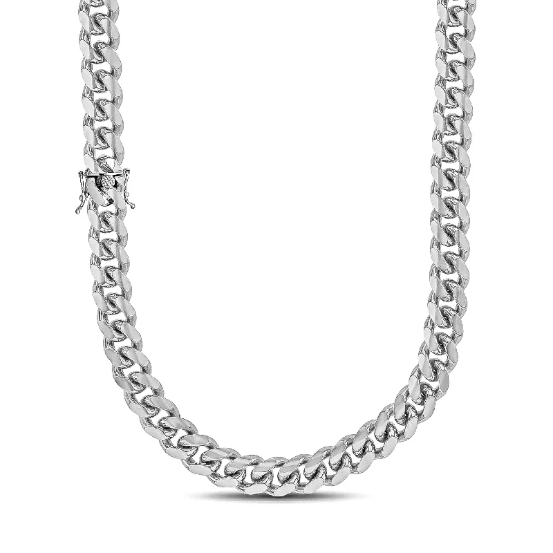 everyday necklaces for women -Solid Monaco Chain White Gold (14K)