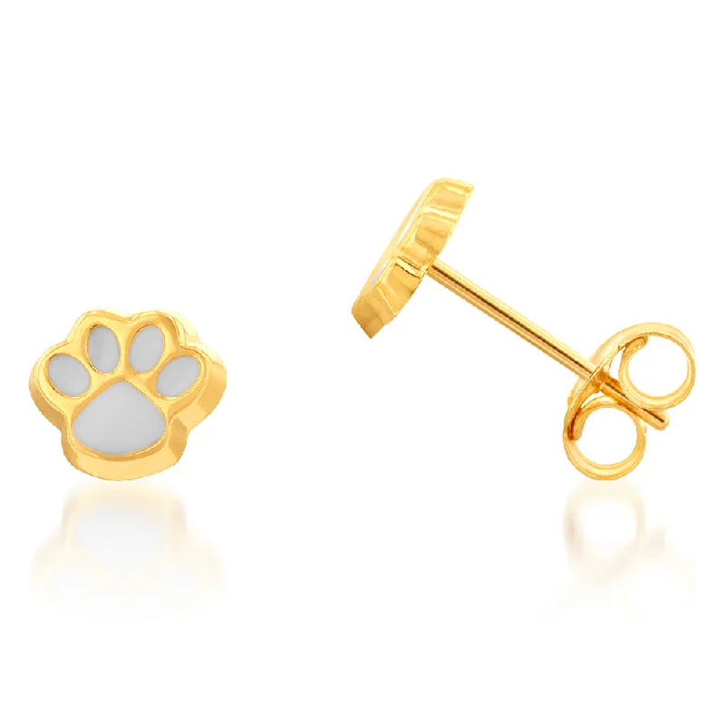 emerald drop earrings for women -9ct Yellow Gold Paw Mark Stud Earrings