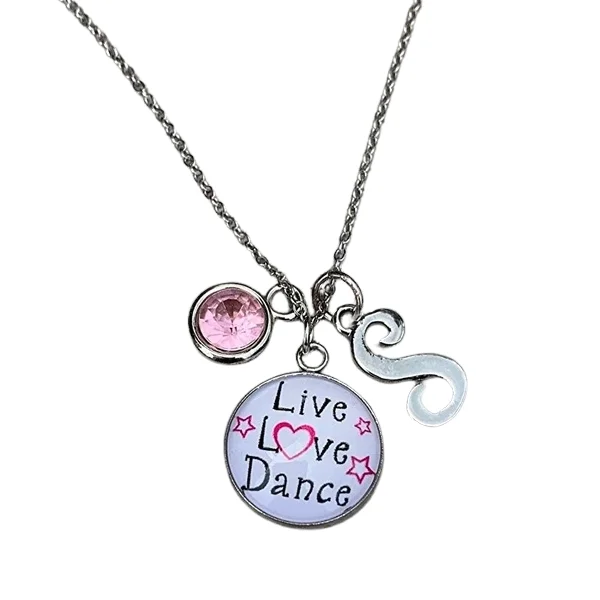 custom necklaces for women -Live Love Dance Necklace with Birthstone & Letter Charm