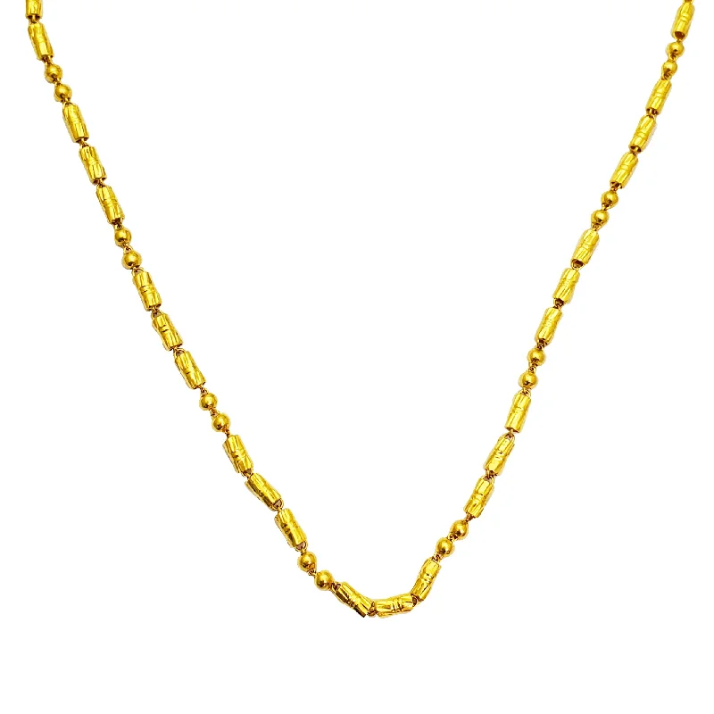 statement pendant necklaces for women -Diamond-Cut Ball & Bar Chain (24K)