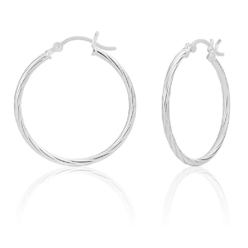 multi-colored earrings for women -Sterling Silver 30mm Twist Hoop Earrings