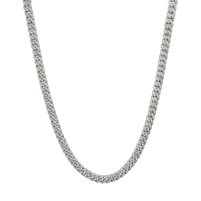 topaz necklaces for women -Diamond W/G Miami Cuban Link Chain (14K)