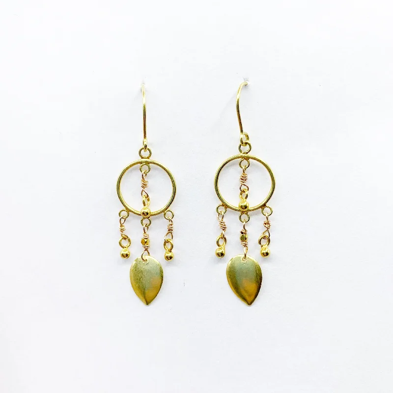 teardrop earrings for women -Bright Golden Dreamcatchers