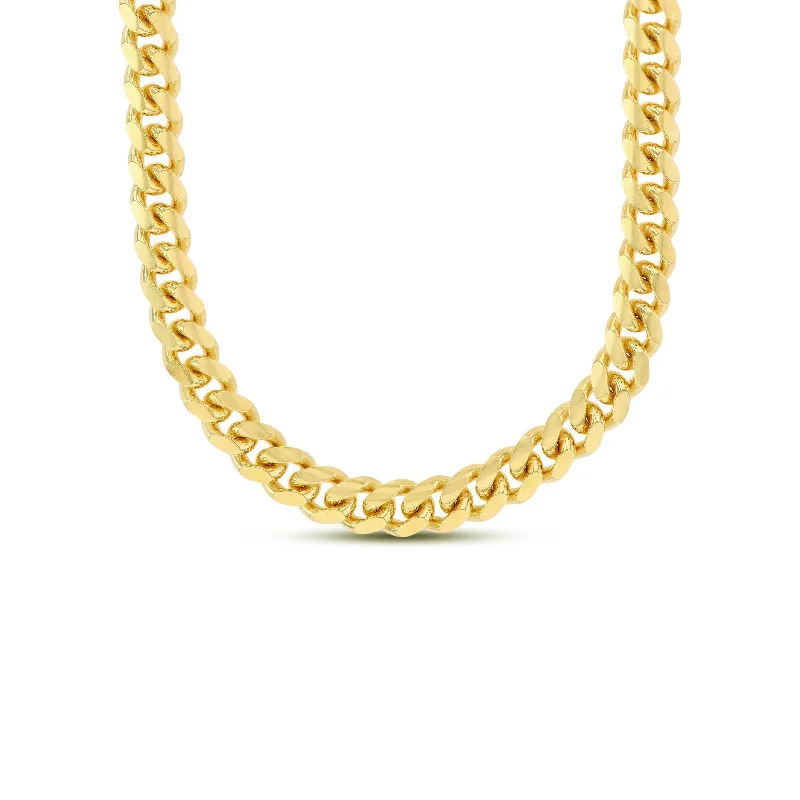 double-layer necklaces for women -Solid Miami Cuban Chain Silver (Yellow)