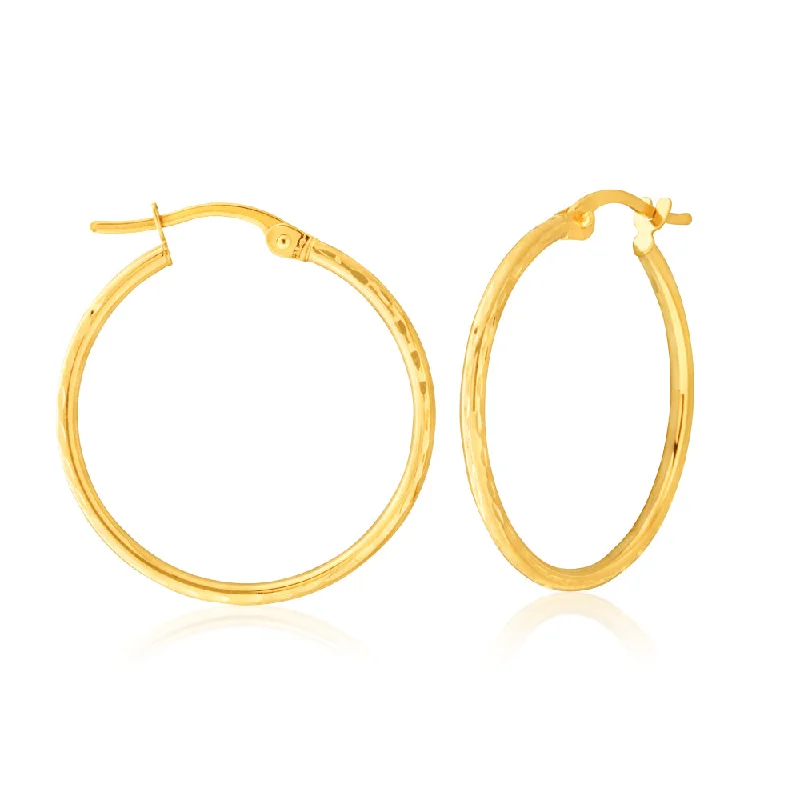 moon earrings for women -9ct Yellow Gold Plain 20mm Hoop Earrings