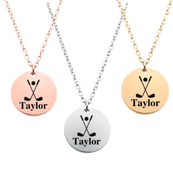 chunky necklaces for women -Engraved Golf Club Necklace