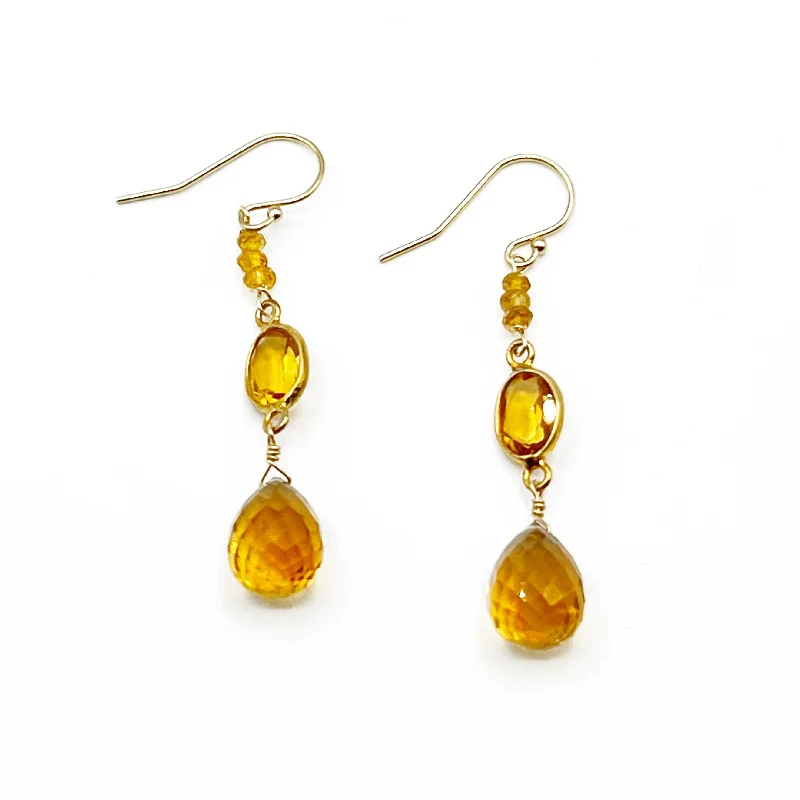 diamond hoop earrings for women -Honey Colored Topaz Drop Earrings