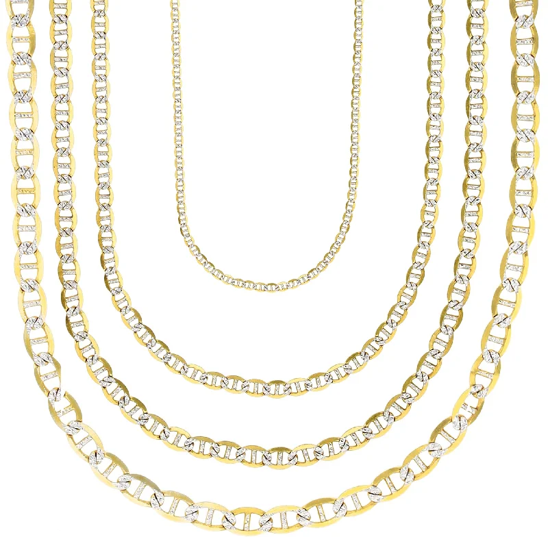 bar necklaces for women -Two-tone Mariner Pave Chain (14K)