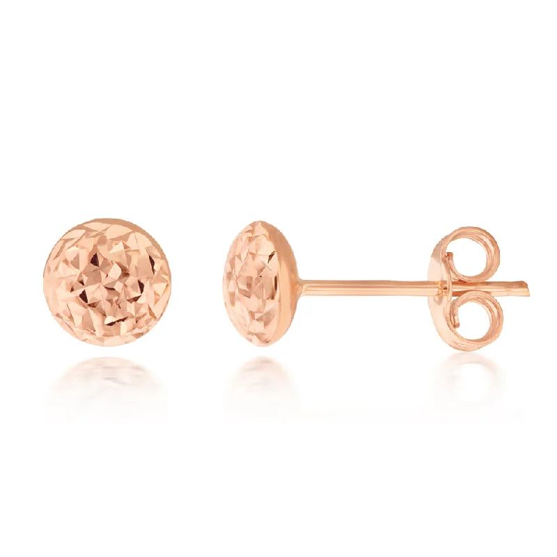 opal earrings for women -9ct Rose Gold Textured 5.5mm Stud Earrings