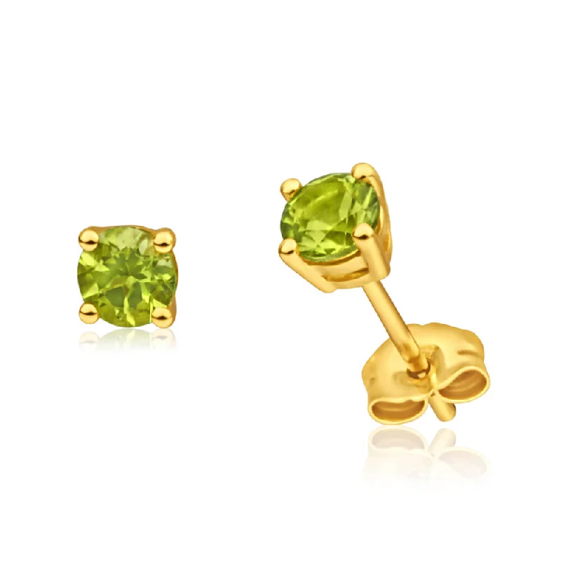 heart-shaped earrings for women -9ct Yellow Gold Peridot Stud Earrings