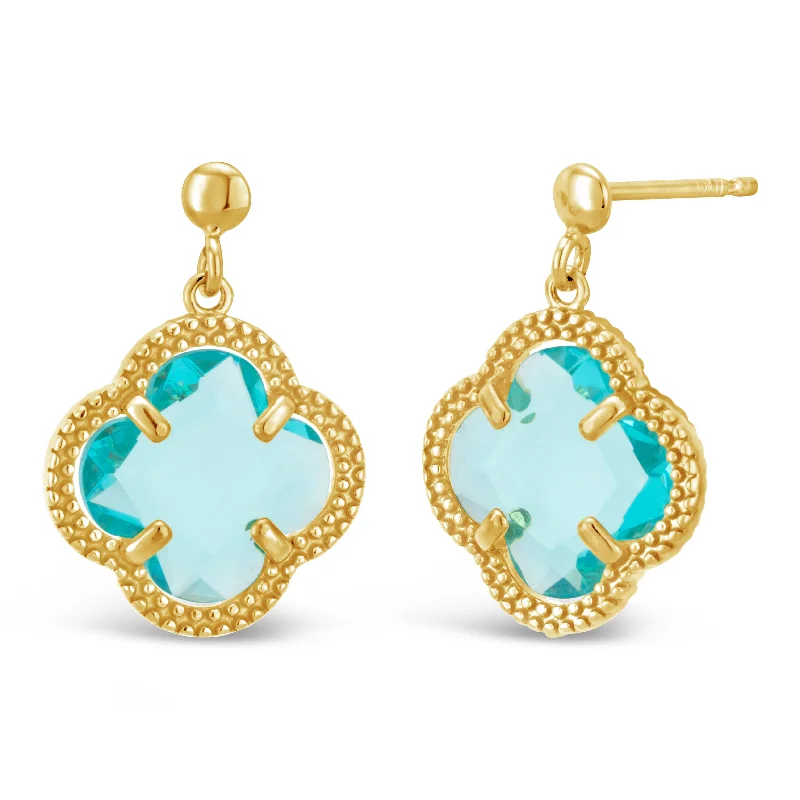 gold-plated hoop earrings for women -9ct Gold Filled Blue Coloured Stud Drop Earrings