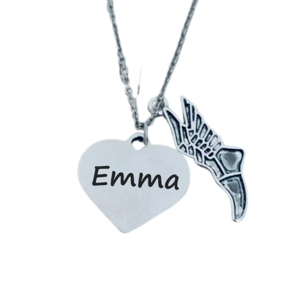 precious stone necklaces for women -Engraved Track and Field Heart Necklace