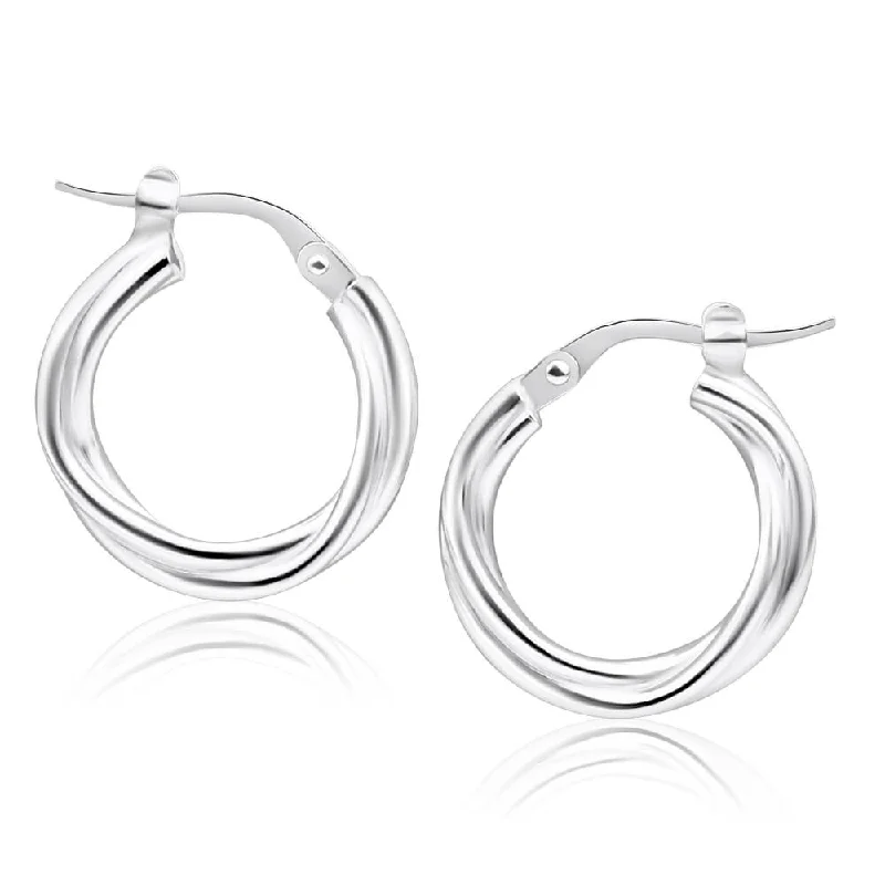 ruby stud earrings for women -Sterling Silver 12mm Twist Hoop Earrings