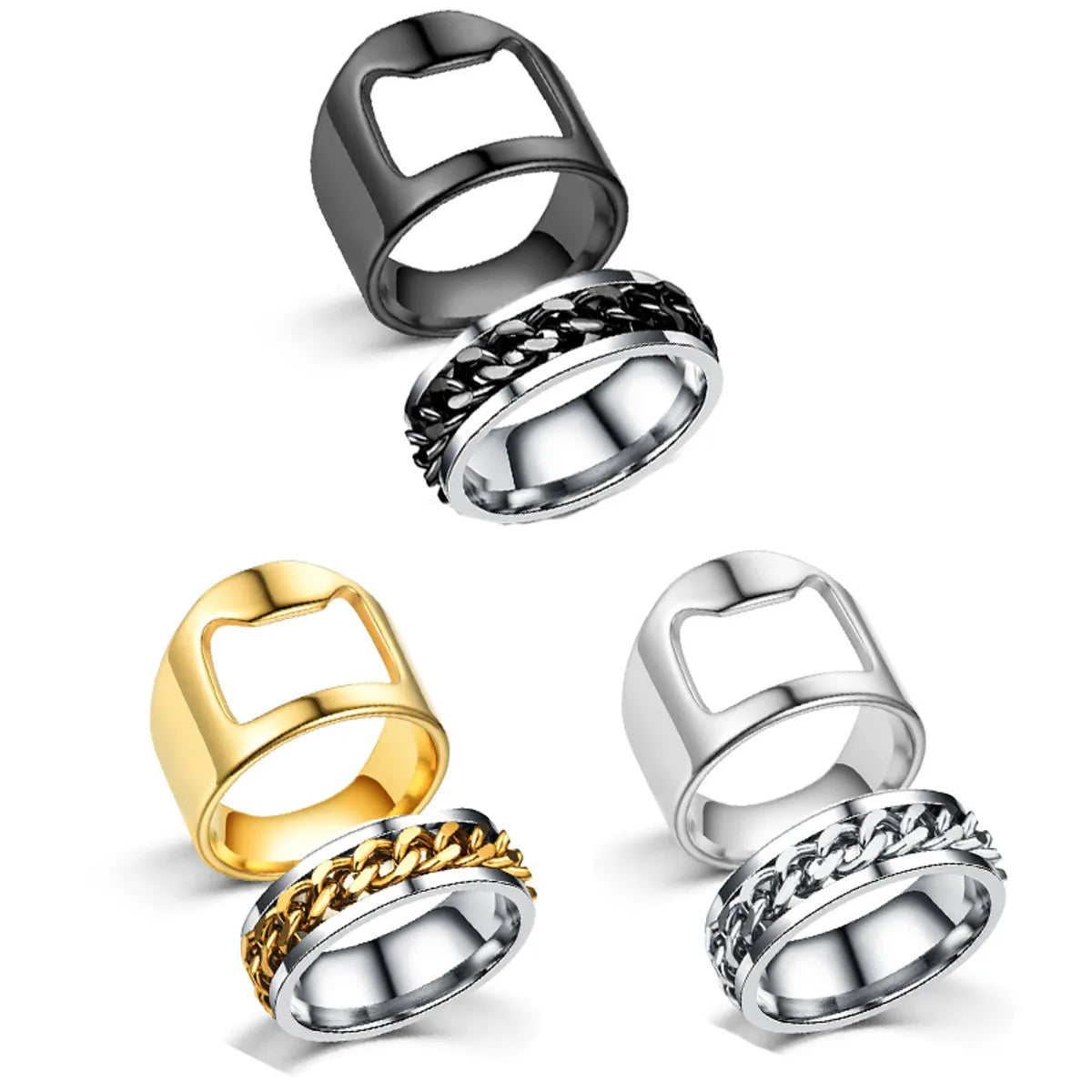 diamond rings for women -1 Set Retro Geometric Stainless Steel Metal Rings