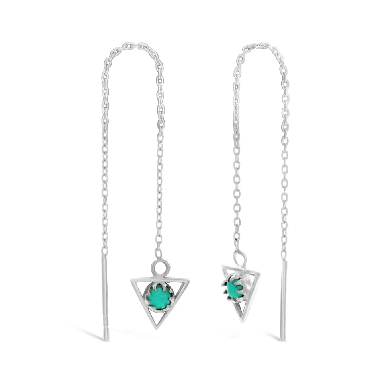 dangly earrings for women -Sterling Silver Created Turquoise Drop Earrings