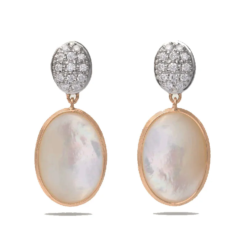 ruby stud earrings for women -Marco Bicego Siviglia 18K Yellow Gold Mother of Pearl & Diamond Drop Earrings