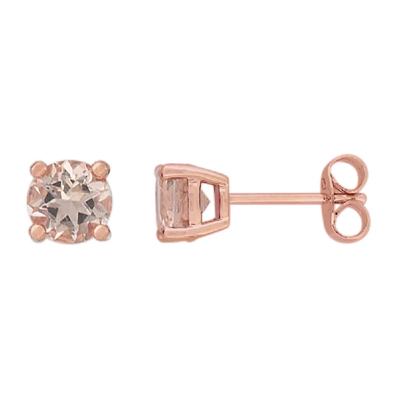 silver earrings for women -9ct Rose Gold Morganite Stud Earrings