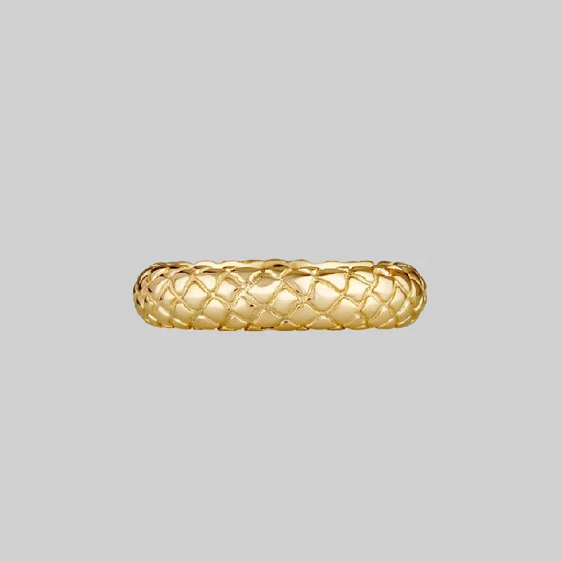 handcrafted rings for women -VEGA. Snake Skin Band Ring - Gold