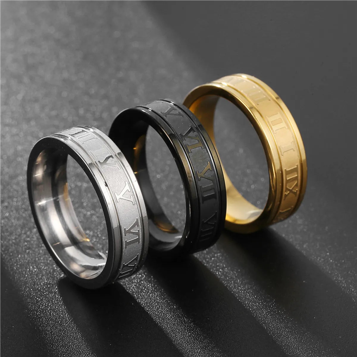 heart ring for women -Fashion Simple Multi-color Stainless Steel Roman Numeral Ring