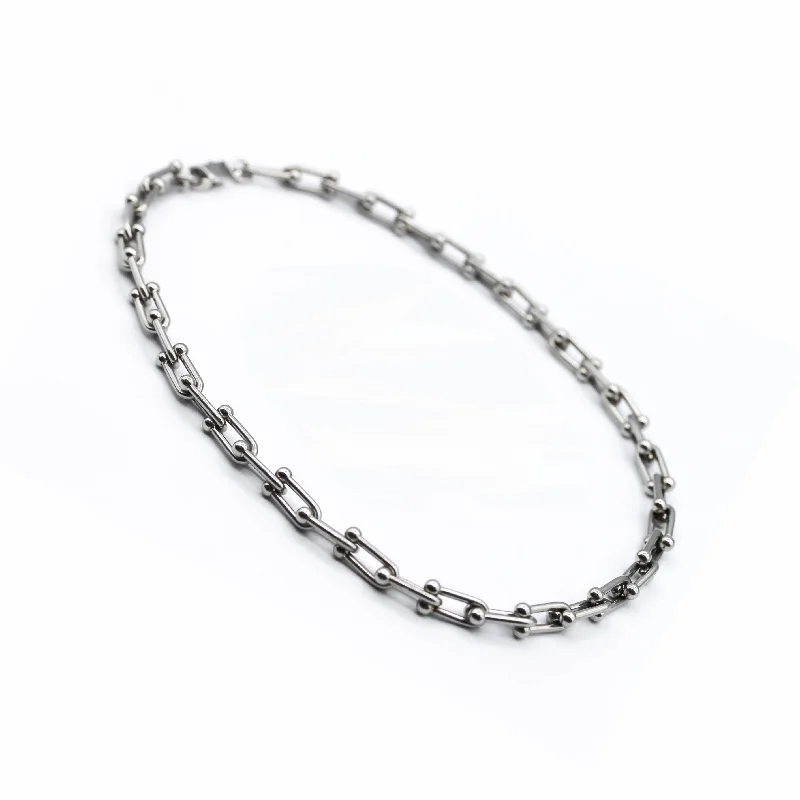 sapphire and diamond necklaces for women -U Link Chain (Silver)