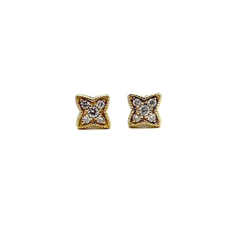 art deco earrings for women -Gold Stud Diamond Star Earrings