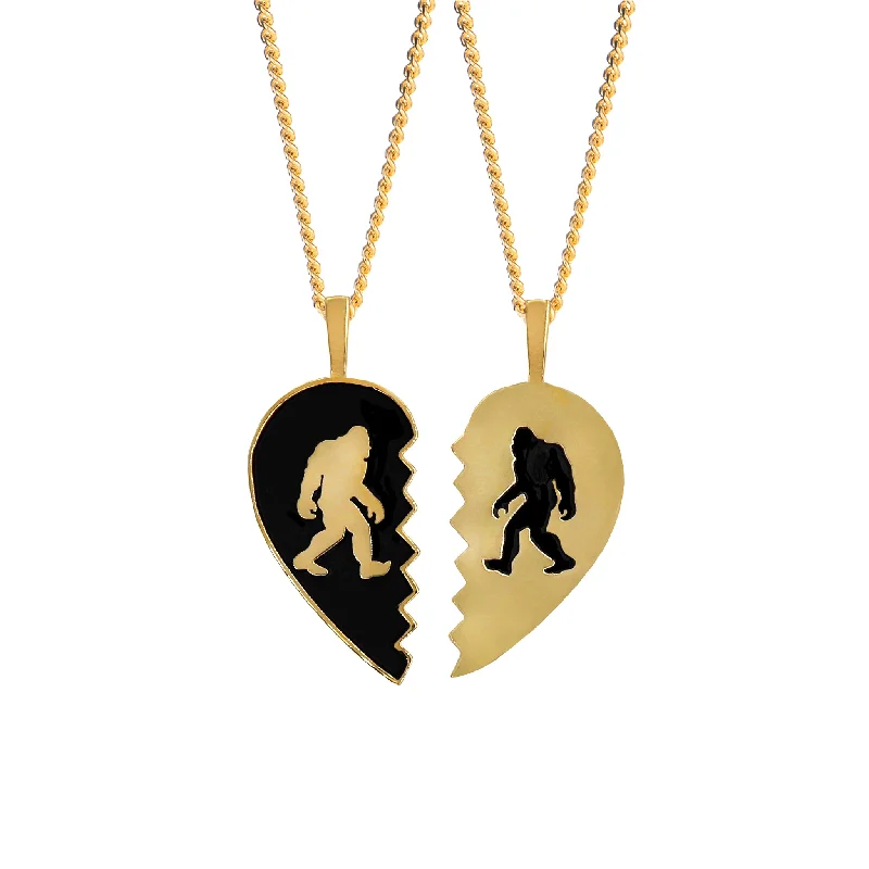 gold charm necklaces for women -Bigfoot to My Yeti BFF Necklaces