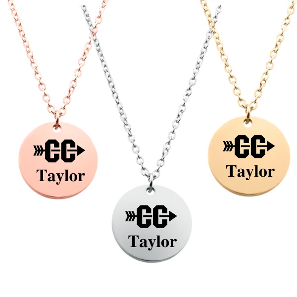 choker necklaces for women -Engraved Cross Country Runner Necklace