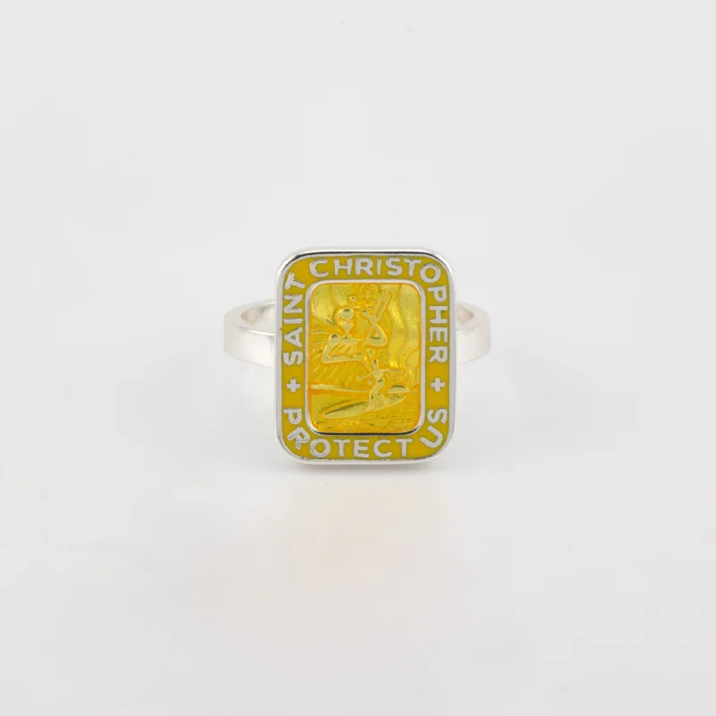 vintage engagement rings for women -St. Christopher Rectangle Ring - Yellow / Yellow