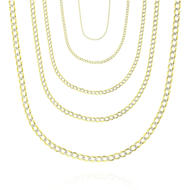 sapphire necklaces for women -Two Tone Solid Italian Cuban Chain (10K)