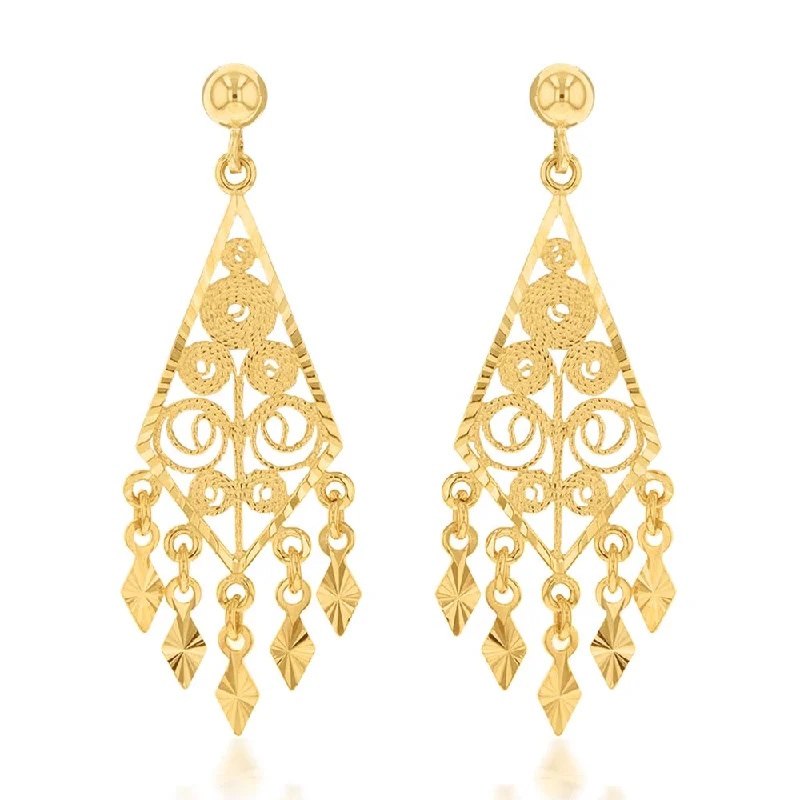 sterling silver earrings for women -9ct Yellow Gold Chandelier Drop Earrings