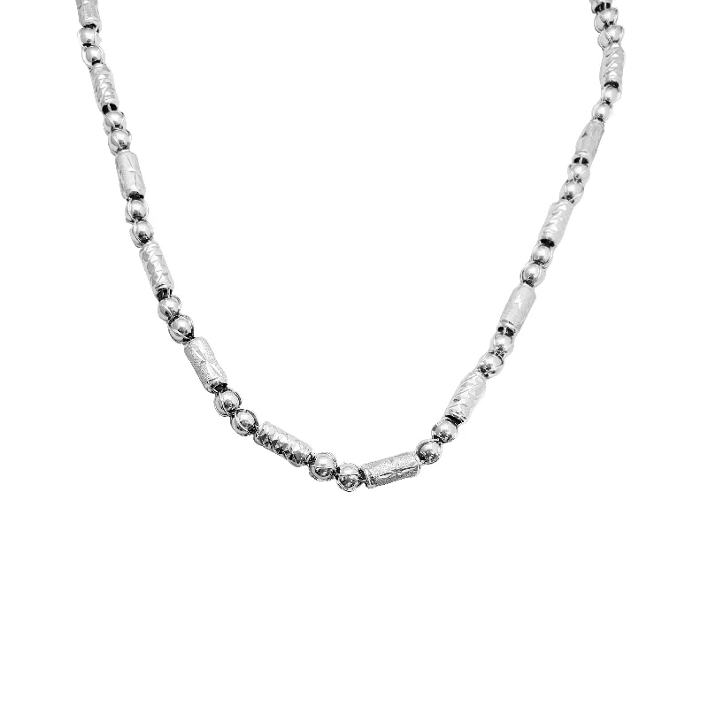 engraved bar necklaces for women -Diamond-Cut Ball and Barrel Platinum Chain