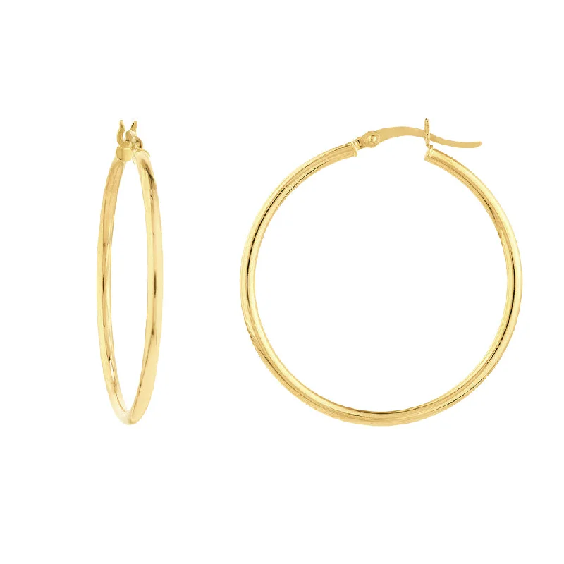 gemstone earrings for women -14K Yellow Gold 2x35MM Hoop Earrings