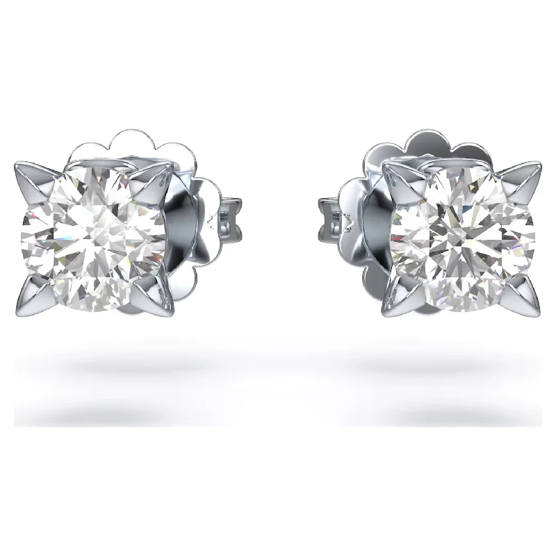 dangle earrings for women -Swarovski Diamond Round Stud 14K White Gold Earrings .50ctw